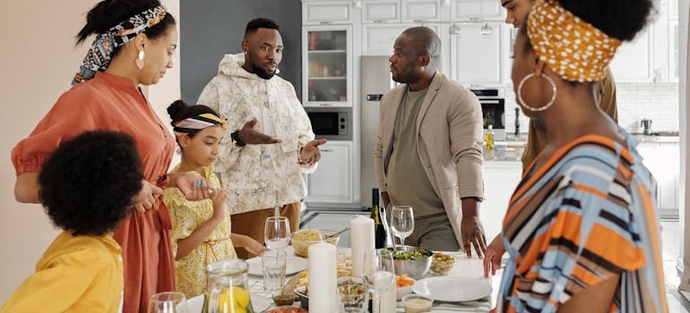 A family talking about family roles in an addicted household