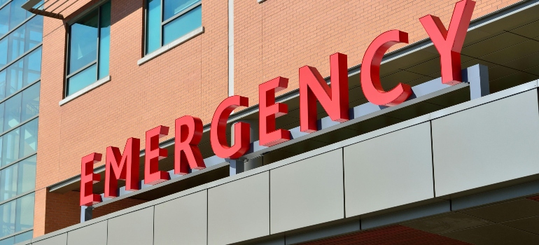 Emergency spelled in big red letters