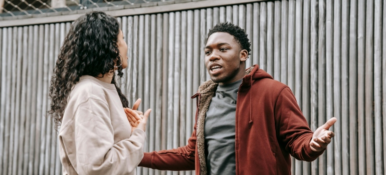 Two people arguing.