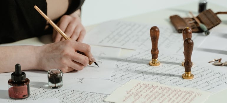 A woman writting letter to my children