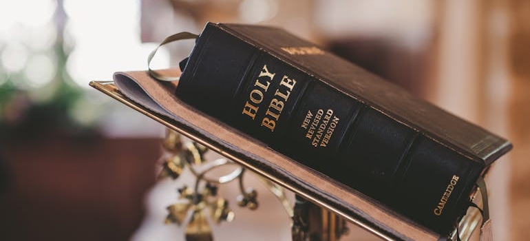 A Bible on the stand