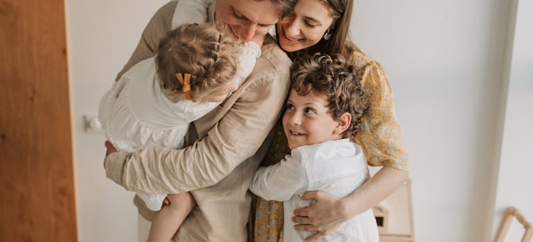 A family hugging