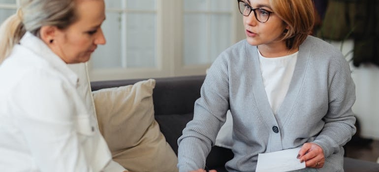 Two women talking