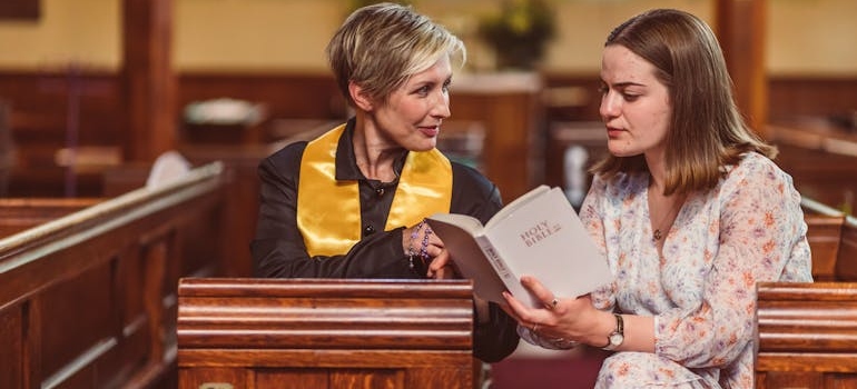 Two women in the church