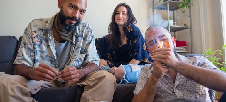 A group of friends smoking weed