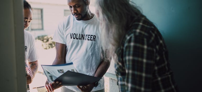 A man volunteering