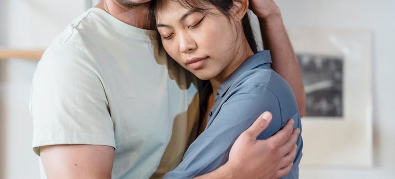 A couple hugging