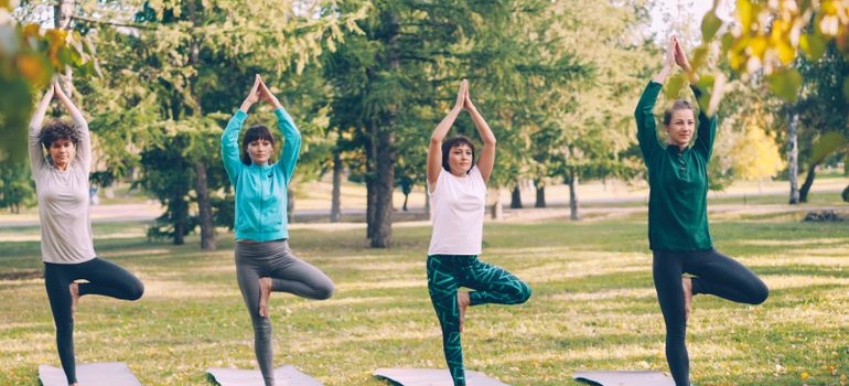 People doing yoga